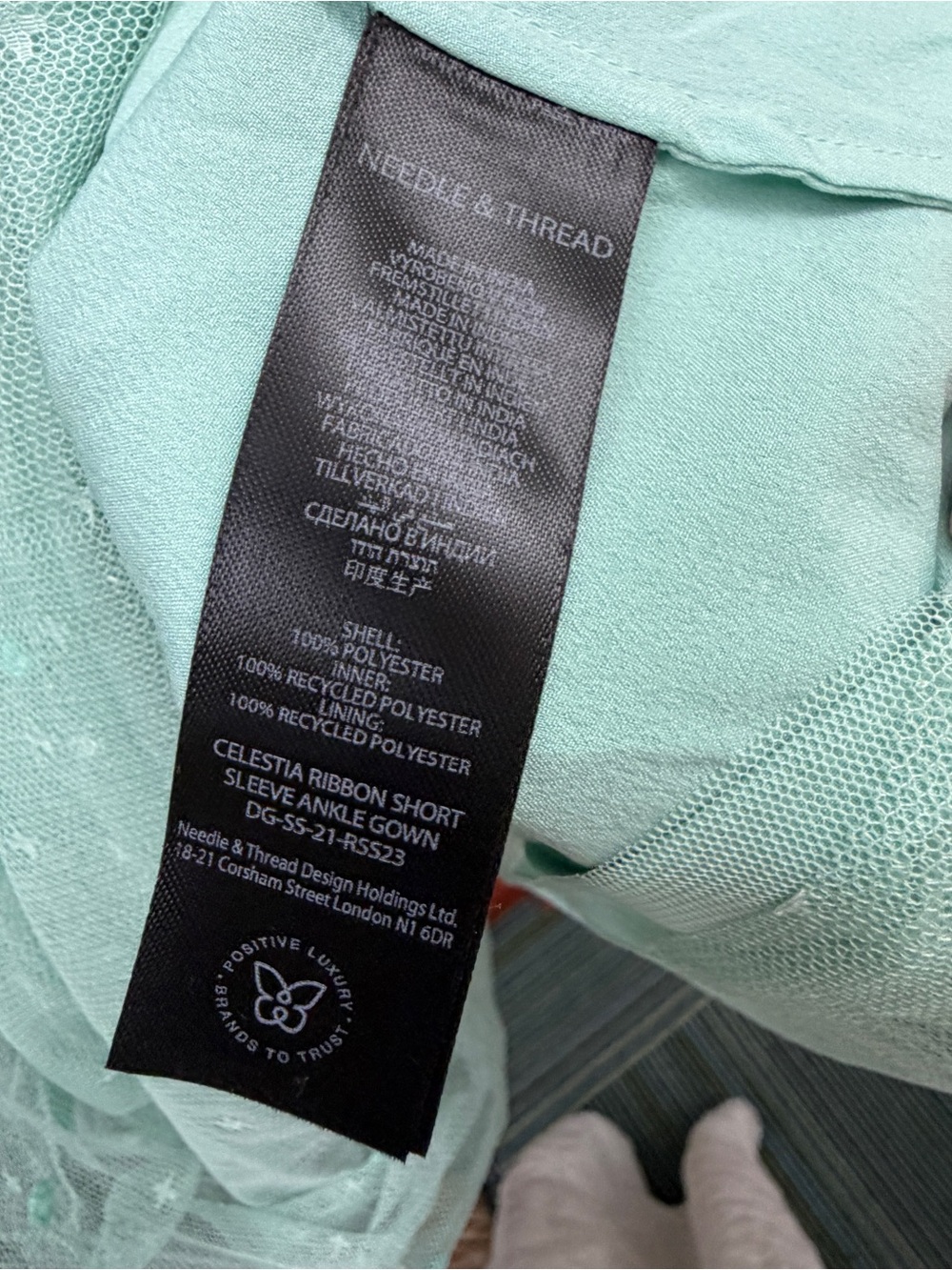 Needle & Thread Mint Green/Aqua Embroidered Lace Maxi Dress - Size 16 NWT - Picture 9 of 11